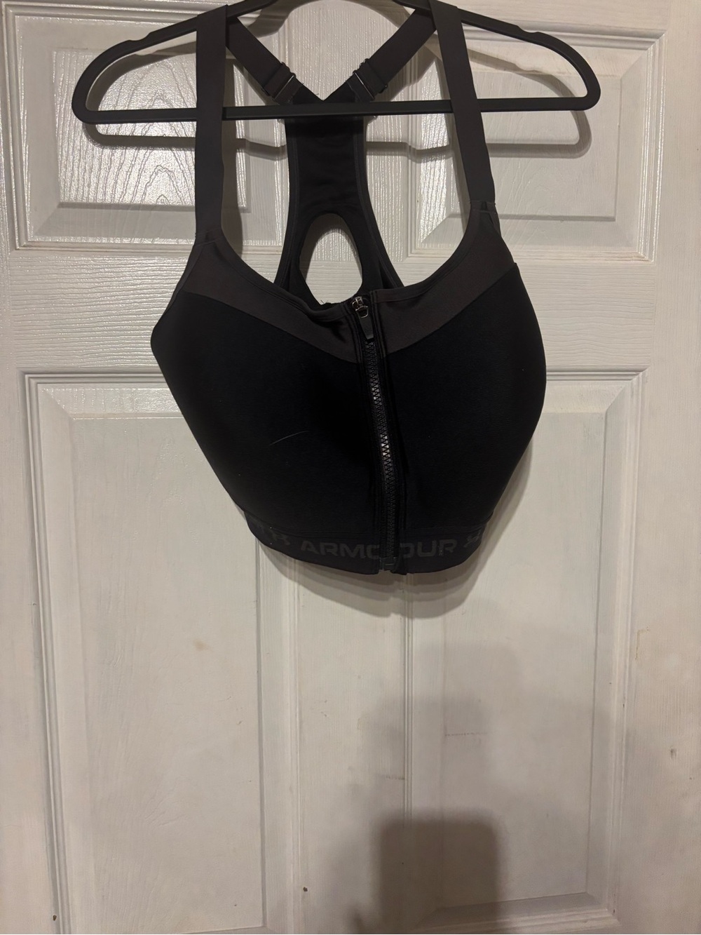 Under Armour Black Front-Zip Racerback Sports Bra